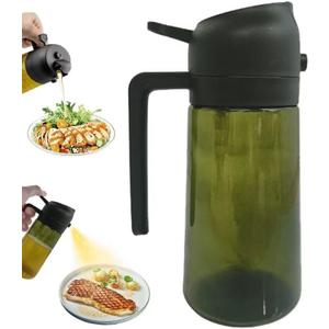 Kitchen Maiden 2 in 1 Oil Dispenser, New Kitchenmaiden 2 In 1 Oil Sprayer for CookingOlive Oil Dispenser Bottle Spray And Pour for Air Fryer, Salad, Frying, BBQ (Black)