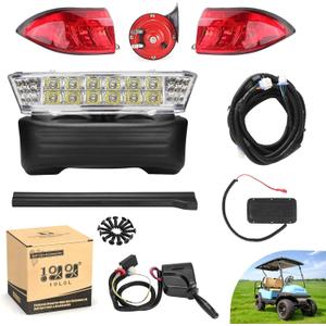 10L0L Deluxe Golf Cart Light Kit for Club Car Precedent 2004-2019, 12V Street Legal Light Kit with Headlight Taillight Turn Signals Switch Horn Brake Pad Hazard Lighting Function
