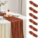 Terracotta Christmas Cheesecloth Table Runner 10FT Long Boho Gauze Table Runner Rustic Sheer Runner for Wedding Bridal Baby Shower Birthday Party Table Decor Home Thanksgiving Christmas Decor6 Pack
