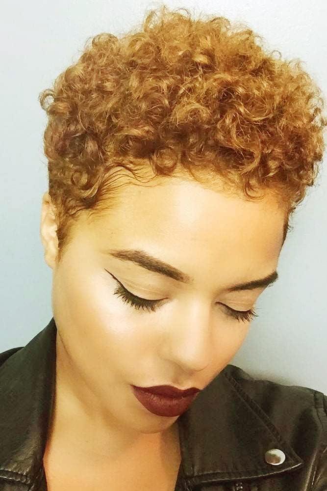 Afro Super Short Blonde Curly Wigs for Black Women, 2'' Human Hair Short Wig for Summer #27 Blonde (afro blonde)