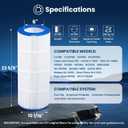 PELLUCID CC100 Pool Filter Compatible with CCRP100, PAP100, PAP100-4, C-9410, R173215, Filbur FC-0686, 59054200, 160316, 160354, Predator 100,100 sq.ft, Dimensions: 23 5/8" x 10 1/16"