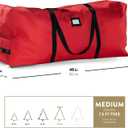 ZOBER 600D Oxford Fabric Rolling Christmas Tree Storage Bag - Fits 7.5 Ft Artificial Trees - Waterproof Christmas Tree Bag For Storage Box For Xmas, Durable Handles and Wheels - Card Slot - Red