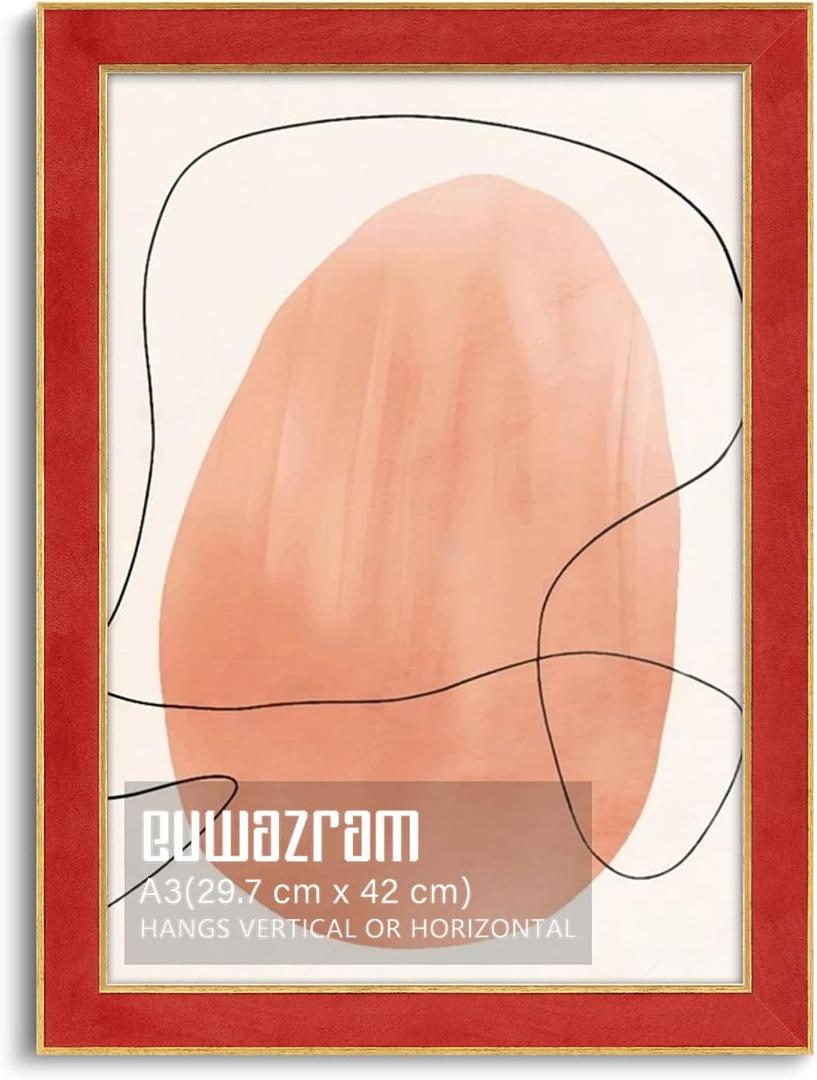 Suede A3 Frame - Single Frame, Elegant Red 11.69x16.54 inch Picture Frame, A3 Poster Frame for Artwork, Puzzles, Photos, Movie Posters, and Wall Display