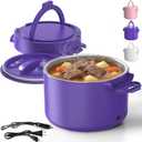 33oz Electric Lunch Box, 100W Portable Food Warmer Heater, 12V/24V/110V 3-in-1 Lunch Warmer Portable for Work/Office/Car/Travel, Warming Soup & Meal, Spill-Free, Men & Women's Gifts (Purple)