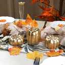 winemana 3 Pack Gold Pumpkins Thanksgiving Decorations- Fall Decor for Home, Table, Fireplace Mantel, Office, Elegant Decorative Pumpkin Autumn Indoor Decor