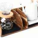 MAVOTER Acacia Coffee Bar Station Organizer Stand for Pour Over Maker, Coffee Filter Holder for Countertop ,Wooden Caddy Storage Organizers with Heatproof Mat(17.8*7*5.1 inch)