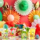 WorldBazaar 100 Pack Fiesta Plastic Cups 12oz Cinco De Mayo Disposable Party Cups for Mexican Taco Birthday Summer BBQ Party Decorations