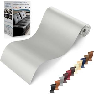 YAFLC Self Adhesive Leather Repair Tape Kit, 4"x 63" Leather Repair Patch for Furniture, Leather Repair Patch for Car seat, Sofas, Couch, Boat Seat Light Gary