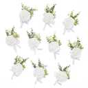 TINGE TIME Boutonniere for Men Wedding,Groom and Best Man Boutonniere for Wedding Ceremony Anniversary, Formal Dinner Party and Rustic Spring Wedding Marriage (10, Virginal White)