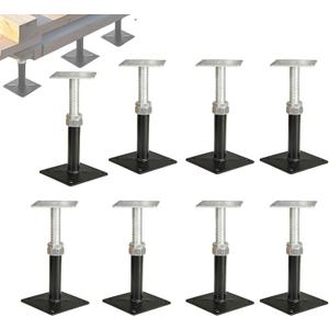 8 Pack Adjustable Floor Jack Posts, 5"-8" Height Nested Slide-in Steel Screw Jacks, Weight-Activated Locking Structural Support for Home Leveling, Crawl Spaces, Decks and Floor Joists