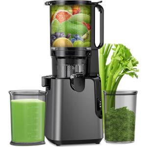 Juicer Machines with 5.8" Extra Large Feed Chute, Cold Press Juicer For Whole Vegetables and Fruits, 400W Professional Slow Masticating juicer Easy to Clean for Batch Juicing Mothers Day Gifts for Mom (Titanium Gray)