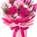 Preserved Flowers Bouquet, Forever Flowers for Delivery, Mothers Day Long-Lasting Real Roses Bouquet, Anniversary Birthday Flowers Gifts for Mom Grandma Women Wife Her (Hot Pink)