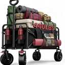 200L Collapsible Wagon Carts Foldable, Heavy Duty Beach Wagon with 7.48" All-Terrain Wheels, Portable Folding Utility Carts with Side Pocket for Beach, Camping, Groceries, Garden & Sports