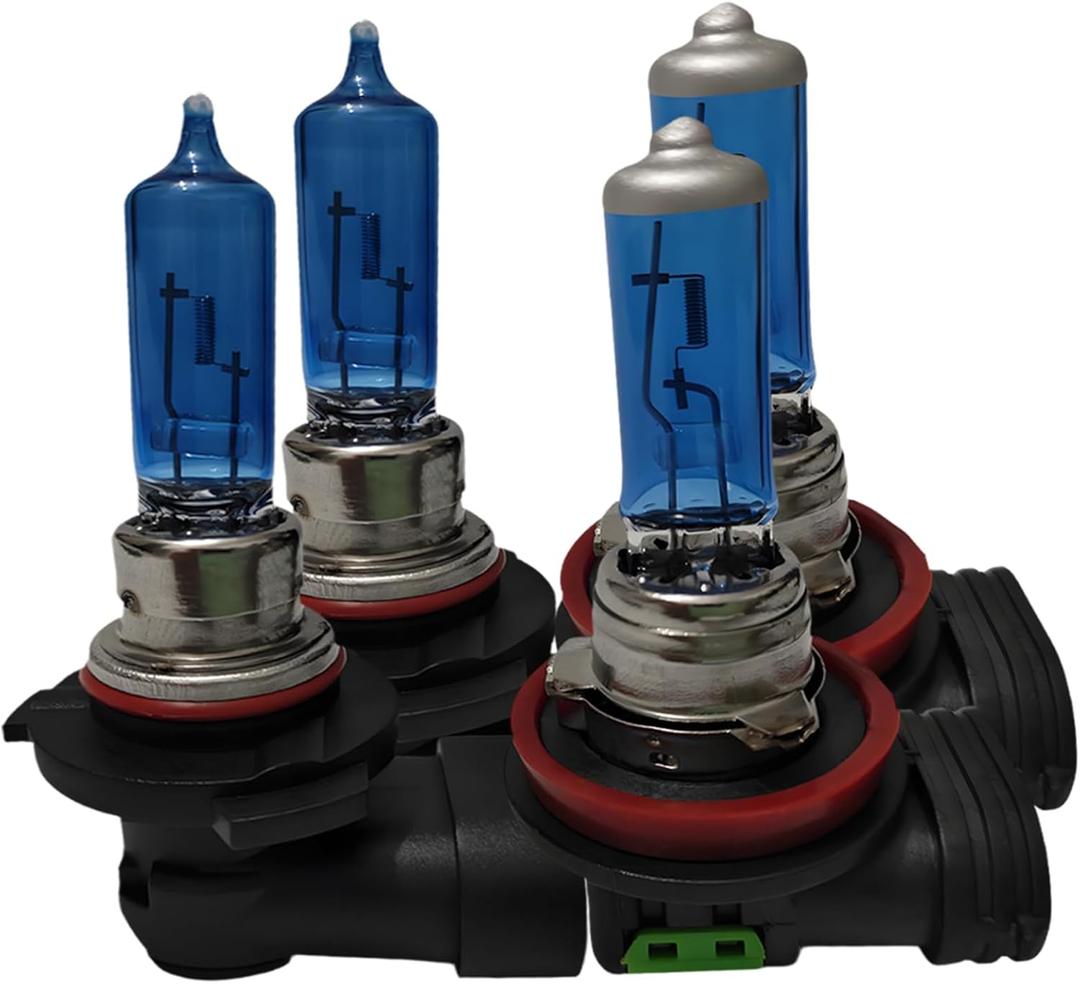 Halogen Bulbs for GMC Sierra 1500/2500 3500 HD Headlight 2007 2008 2009 2010 2011 2012 2013, 9005 H11 High Low Beam Lights Kit, 12V 5000K White Headlamp Replacement, 4 Pack