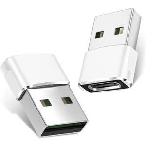 Basesailor USB to USB C Adapter 2 Pack,Type C Female to A Male Cable Converter for Apple Watch Ultra iWatch Series 7 8,iPhone 15 14 13 12 Pro Max Mini,AirPods,iPad 9 Air 4 5,Samsung Galaxy S23 S21 S22 (White)