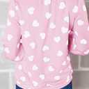 Valphsio Womens Valentines Tshirt Long Sleeve Heart Prints Blouse Crew Neck Sweatshirt (Medium, White)