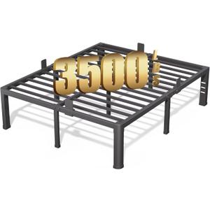 FUIOBYVV 18 Inch Queen Bed Frame with Rounded Corner and Headboard Hole Mattress Retainers 3500 LBS Metal Heavy Duty Steel Slats Support No Box Spring Needed Platform Noise Free Easy Assembly