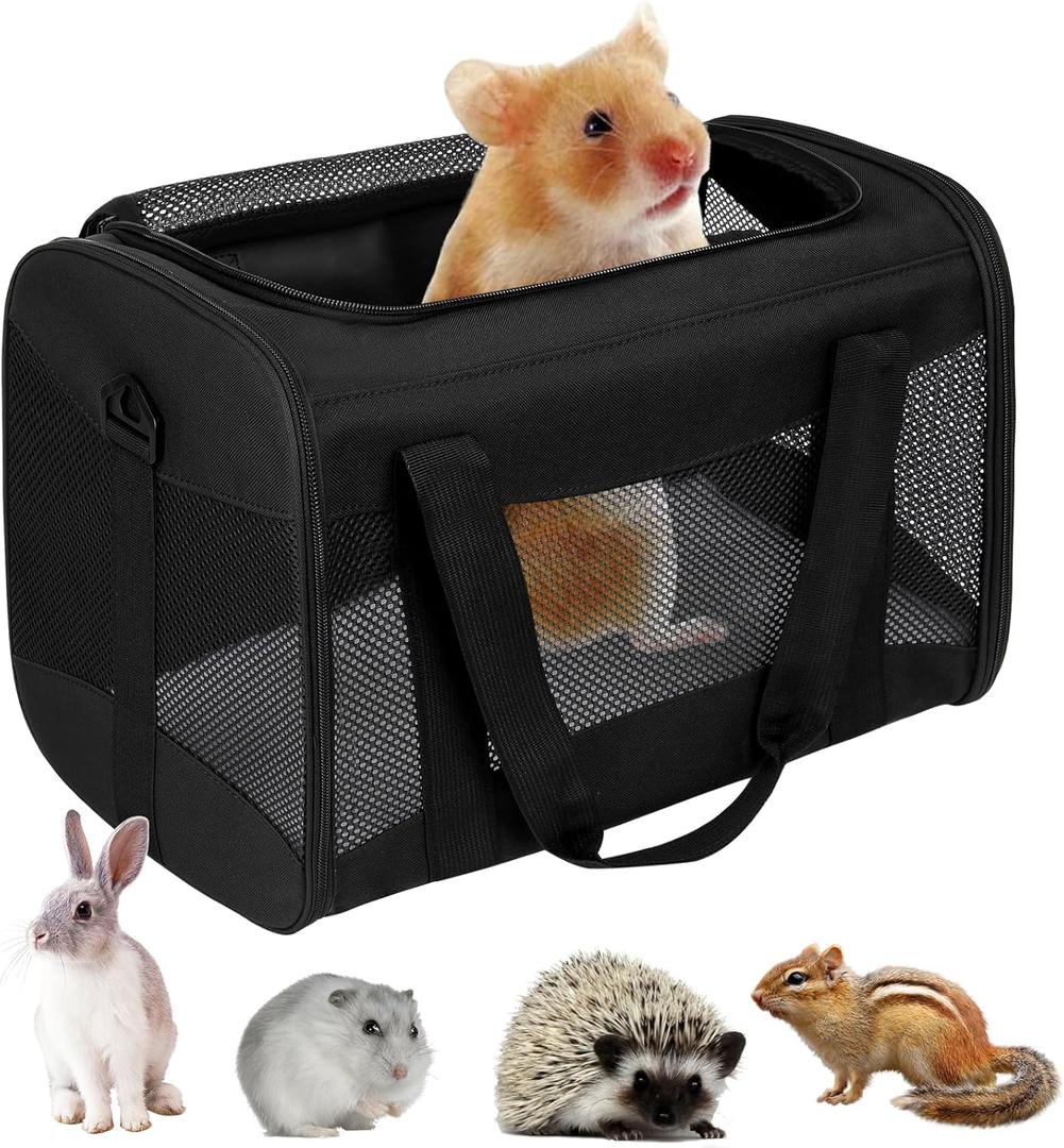 Cat Carrying Case - Pet Carrier Airline Approved, Protable and Breathable Pet Travel Carrier Removable Fleece Pad, Collapsible Cat Carrier Dog Carrier for Medium Cats Small Cats Dogs (Small, Black) (15"L*10"W"*10'H)