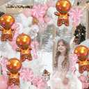 3 x 13Pcs Gingerbread Balloons and Candy Cane Foil Balloons for Pink Christmas Gingerbread Decorations, Christmas Candy Cane Birthday Baby Shower Party Decorations