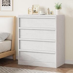 GarveeHome 4 Drawer Dresser for Bedroom, 39in Tall Nightstand 4 Chest of Drawers with Large Storage, Small Modern Bedside End Table for Living Room, Nursery, Entryway - White