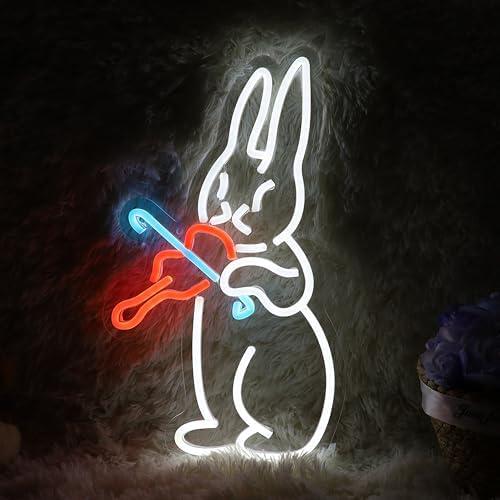 Easter Music neon sign Rabbit Light For Music Room Decor Bunny Party Decoration Birthday Gift 9.4"×16.1"