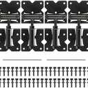Self Closing Gate Hinges Heavy Duty for Vinyl/Wooden Fence Gates, 90 Degree Adjustable Gate Door Hinges Hardware Kit with Swing Adjuster Tool and Self-Tapping Screws, 4 Pack, Non-Weld Black Finish