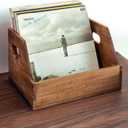 Acacia Wood Vinyl Record Storage Crate - Classic Cube Record Holder, Album Organizer Case Box for 60+ Records, Home Decor and Collection Display