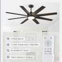 Ceiling Fans with Lights, 60 inch Black Ceiling Fan with Light and Remote, Outdoor Ceiling Fans for Living Room Patio, 6 Speeds, Reversible Quiet DC Motor, 3 CCT, Bi-color 8 Blades