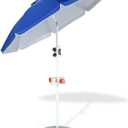 6.5ft Sun Shade Umbrella, Portable Umbrella with Stand for Sports, Water Weight Bag, Adjustable and Lightweight, Sun Protection, Royal Blue