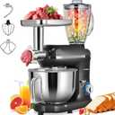 VIVOHOME 3 in 1 Multifunctional Stand Mixer with 6 Quart Stainless Steel Bowl, 650W 6 Speed Tilt-Head Meat Grinder, Juice Blender, Black