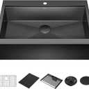 DELTA FAUCET Rivet 33 In Black Stainless Steel Retrofit Farmhouse Apron Front Workstation Kitchen Sink Single Bowl/PVD Gunmetal Finish w/ Accessories for Top Mount Drop-In Installation,95D9031-T33S-GS