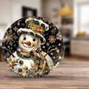 Round Metal Sign Snowman Winter Welcome Farmhouse Christmas Art Holiday Decor for Home Kitchen Bar Cafe Bedroom Office 12 * 12inch