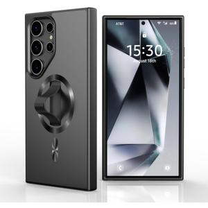 AUROX Magnetic for Samsung Galaxy S25 Ultra Case with Invisible Stand, Compatible with MagSafe, Magnetic Case for Samsung S25 Ultra, Shockproof Slim Phone Case with Kickstand, Black