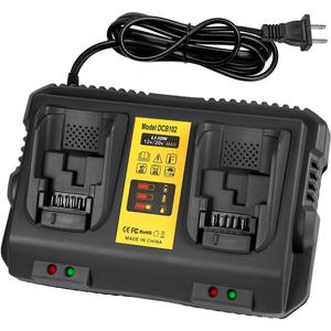 DCB102 20V MAX Battery Charger Replacement for Dewalt Battery Charger, 2 Port Charger Compatible with Dewalt 12V-20V Batteries (Black)