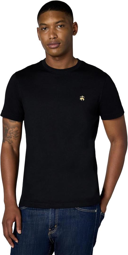 Brooks Brothers Men's Short Sleeve Cotton Crewneck Logo T-Shirt, Black, X-Large
