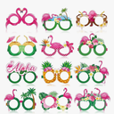 Harloon 36 Pcs Flamingo Party Decorations Eyeglasses Aloha Party Paper Glasses Favor Summer Tropical Flamingo Photo Booth Props Hawaiian Luau Eye Glasses for Pool Beach Shower Birthday Party Favor