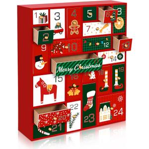 Christmas Empty Advent Calendars to Fill, Empty Advent Calendar, Fillable Advent Calendar with 24 Drawers Christmas Countdown Advent Calendar, Reusable Wooden Xmas Countdown Gift Decorations