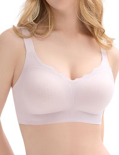 Bras for Women No Underwire, Wireless Bras with Support, Breathable Padded Everyday Bra, Purple L