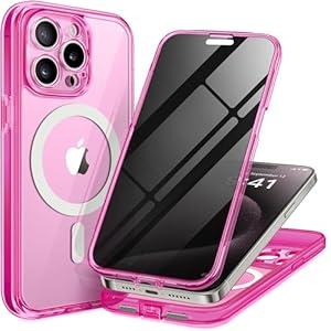 TIESZEN for iPhone 15 Case, Compatible with MagSafe, Built-in Privacy Screen Protector and Camera Protection, Anti Spy Full Body Dustproof Shockproof Hard Phone Case 6.1", Black