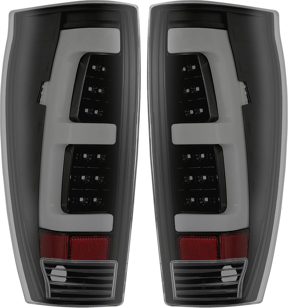 KUAFU LED Tail Light Pair Compatible with 2002-2006 Chevy Avalanche 1500 2500 Smoke Lens LED Tube Bar Tail Lamp Left & Right Replacement for 15771437 15771438 GM2800153 GM2801153