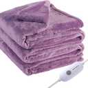Electric Heated Blanket Full Size 72"x84",Fast Heating, Soft Plush Microplush for Bed & Couch, 10 Hours Auto Off 5 Heating Levels, Machine Washable, Gifts for Grandma & Family-Light Purple