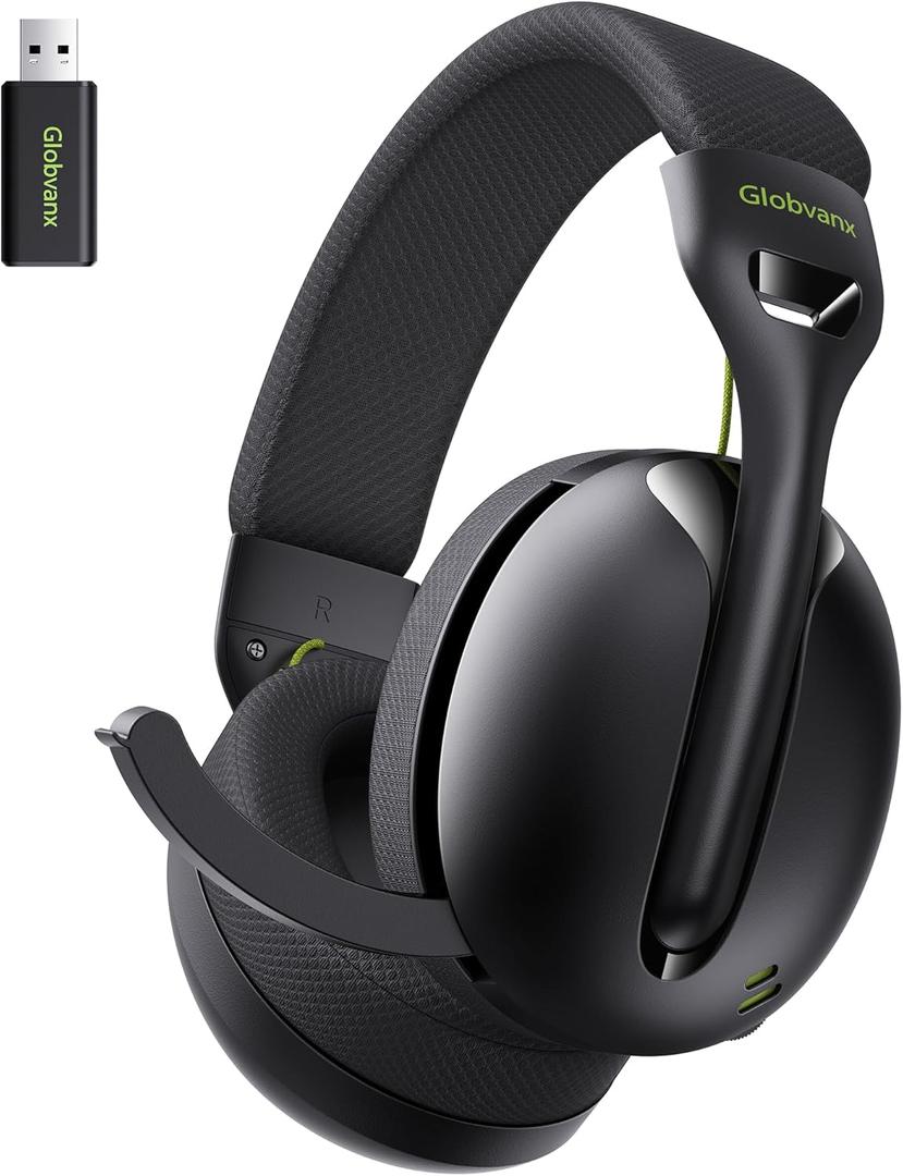 Wireless Gaming Headset for PS5, PS4, PC, Mac, Switch, 2.4GHz Gaming Headsets with Bluetooth 5.4, Hidden ENC Noise Canceling Mic, 35H Battery, 3D Spatial Sound, 3.5mm Wired - Black
