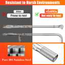 Hisencn 65032 Grill Burner Tube for Weber Q3200, Q3000, Q320, Q300, 57060001, 404341, 586002 Gas Grills, 304 Stainless Steel, Grill Burner Replacement for Weber Q Series 60036, 80385, 13122