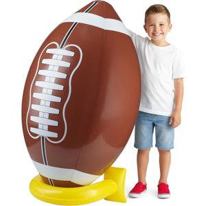 36" Jumbo Football Party Decorations With Tee - Big Giant Size Blow Up Football Toy For Outdoor Games, Party Supplies, Birthday Decorations, Gameday Tailgate Fun Activities For Kids And Adults