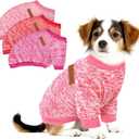 3 Pack Christmas Dog Sweaters for Small Dogs - Warm Fleece Unisex Puppy Sweater Outfit, Cute Cozy Thermal Winter Clothes for Small Breed Puppies & Cats (Red+Pink+Rose Red)