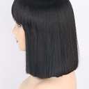 Topcosplay Women Wigs Black Short Bob Wig with Bangs Straight Hair Halloween Costume Party Wigs