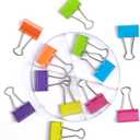 5 x Medium Sized Binder Clips with Clear Plastic Storage Container - 12 Pieces - Large