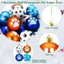 Hollowfly 24 Pcs Blue and Orange Christmas Dog Tree Ornaments 2.36 Inch Sky Cartoon Paw Clouds Christmas Ball Ornaments Set Plastic Shatterproof Xmas Trees Hanging Decorations for Holiday Decor Home