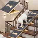 PANTAZO Dog Ramp for Stairs 8 Pack Foldable Pine Wood Dog Ramp