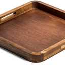 Kalmar Home Acacia Wood Square Serving Tray, 14" x 14" x 2"
